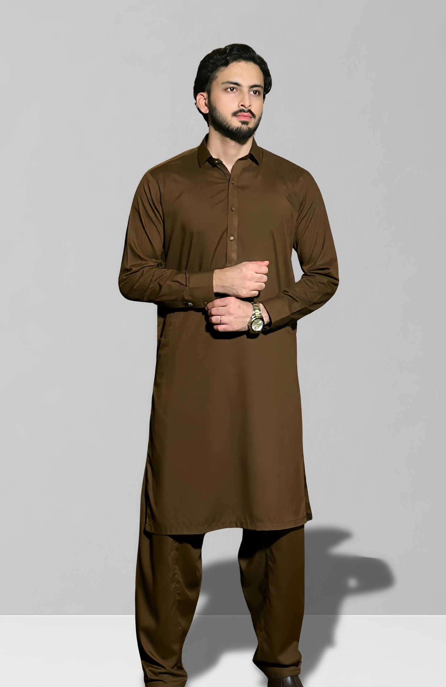 Classic Shalwar Kameez-Dark Brown