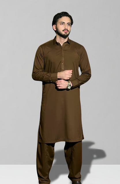 Classic Shalwar Kameez-Dark Brown