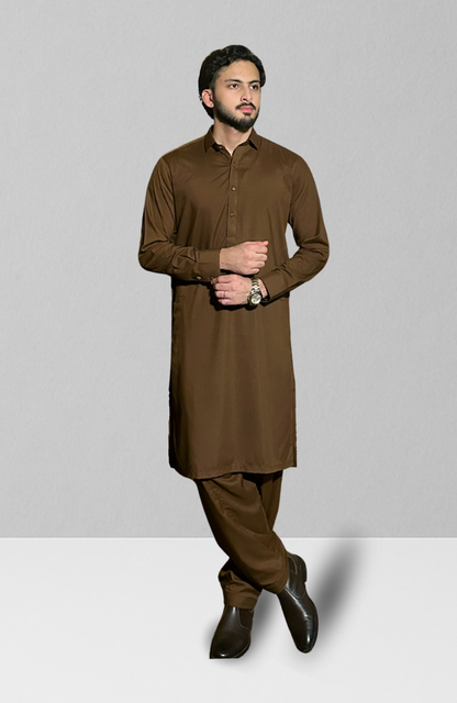 Classic Shalwar Kameez-Dark Brown